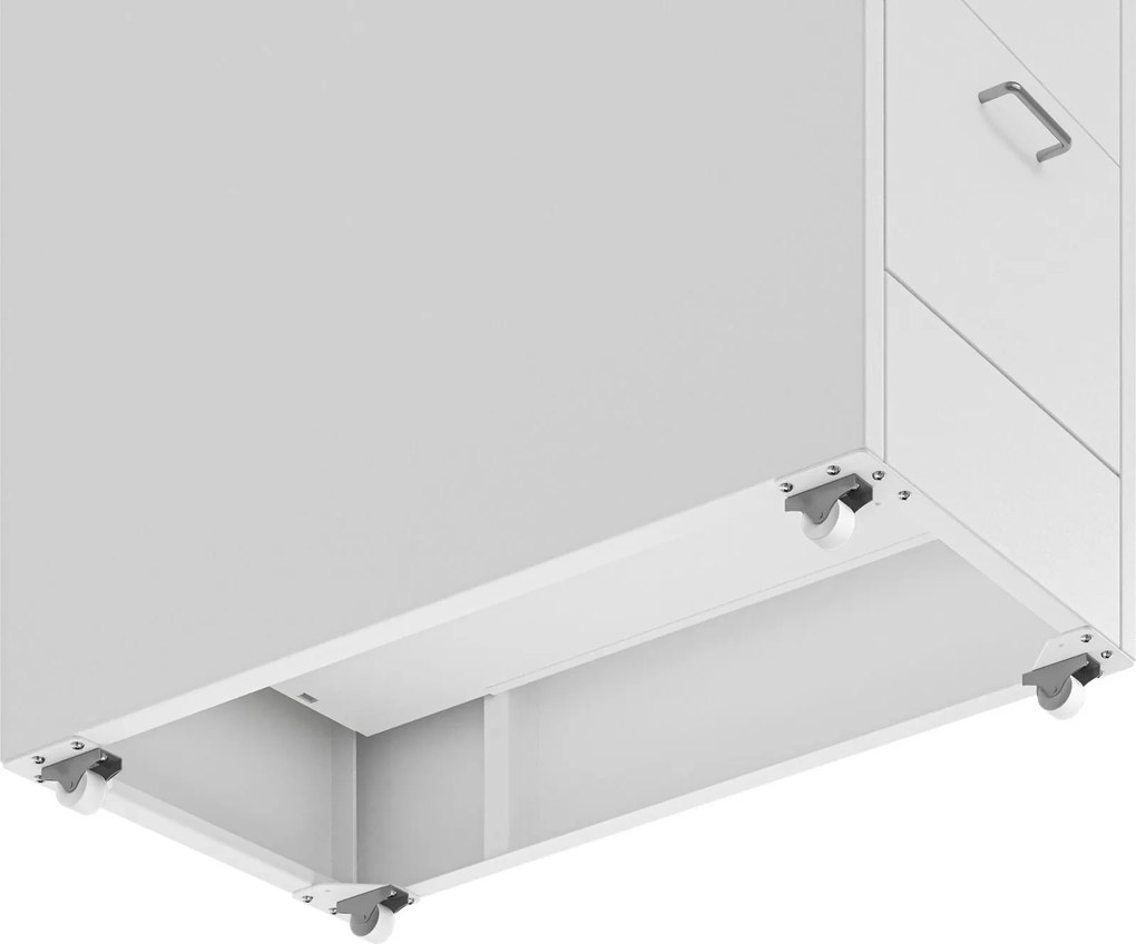 Kartotéková skrinka na kolieskach, kovová, 8 zásuviek, na dokumenty, biela, 300x1100x600 mm: SARA V8