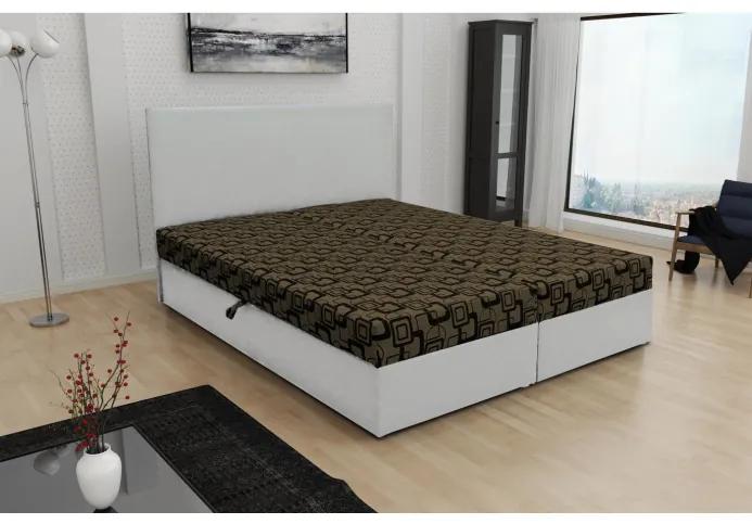 Odolná čalúnená posteľ s úložným priestorom DANIELA 180x200, biela + hnedá