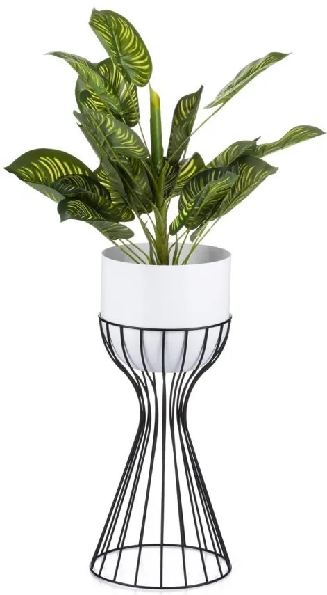 Kvetináč na stojane LOFT IV 46 cm čierny/biely