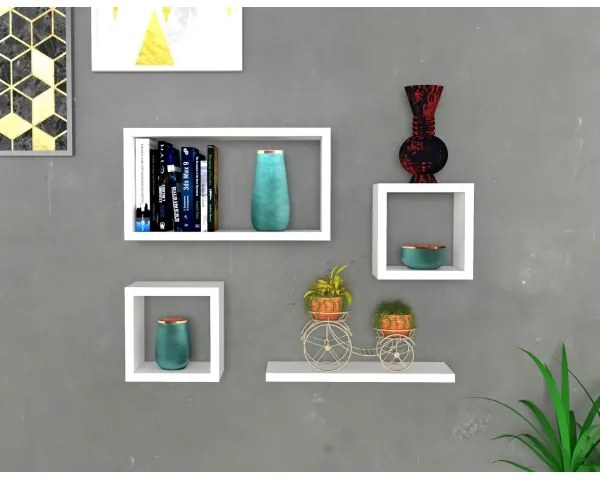 SADA 4x Nástenná polica BABI biela