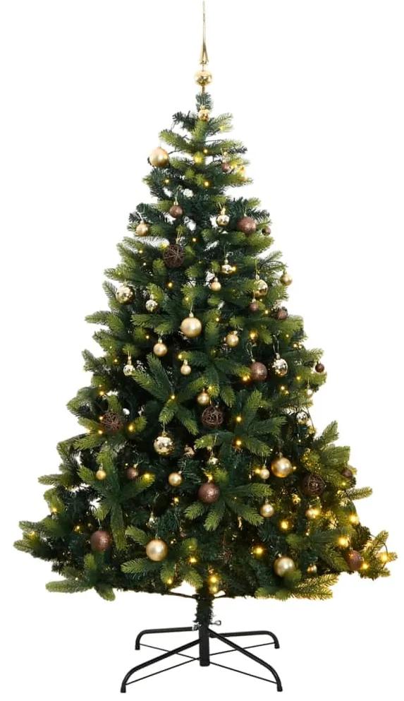 Umelý výklopný vianočný stromček 150 LED a sada gúľ 150 cm 3210286