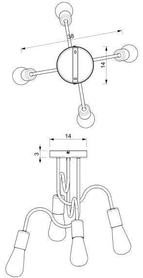 Prisadený luster DOW 4xE27/60W/230V