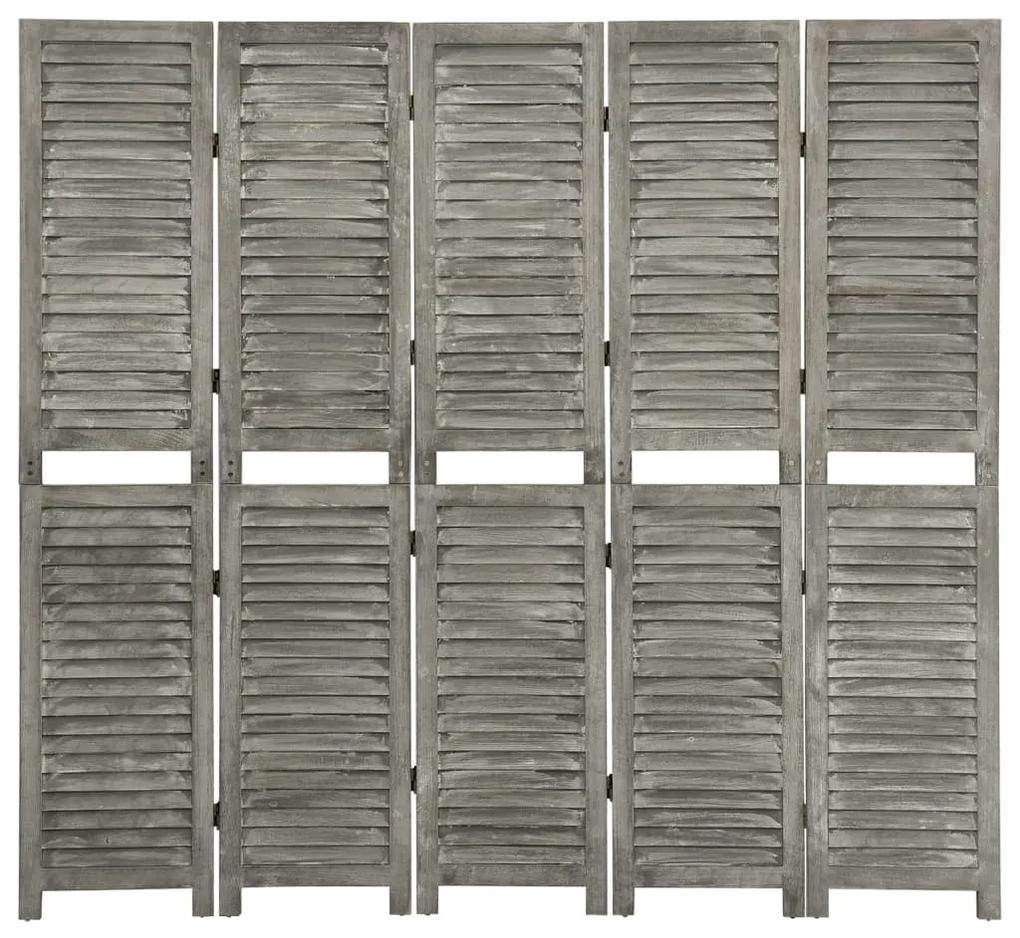 5-panelový paraván sivý 179x166 cm masívne drevo