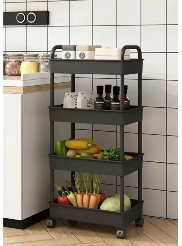 Regál na kolieskach POZIO 37x22x95 cm čierny