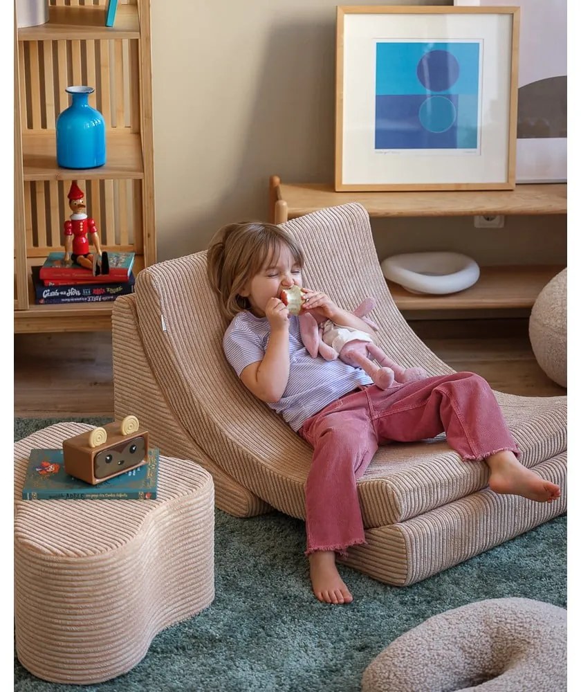 Svetlohnedý menčestrový detský puf Cloud – Wigiwama