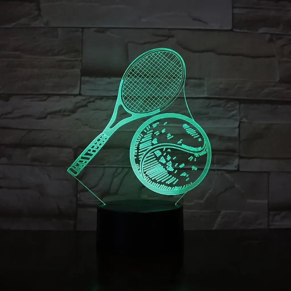 3Dmix 3DL-CRK007 – 3D LED nočná lampa - Tenisová raketa a lopta (Crack základňa)
