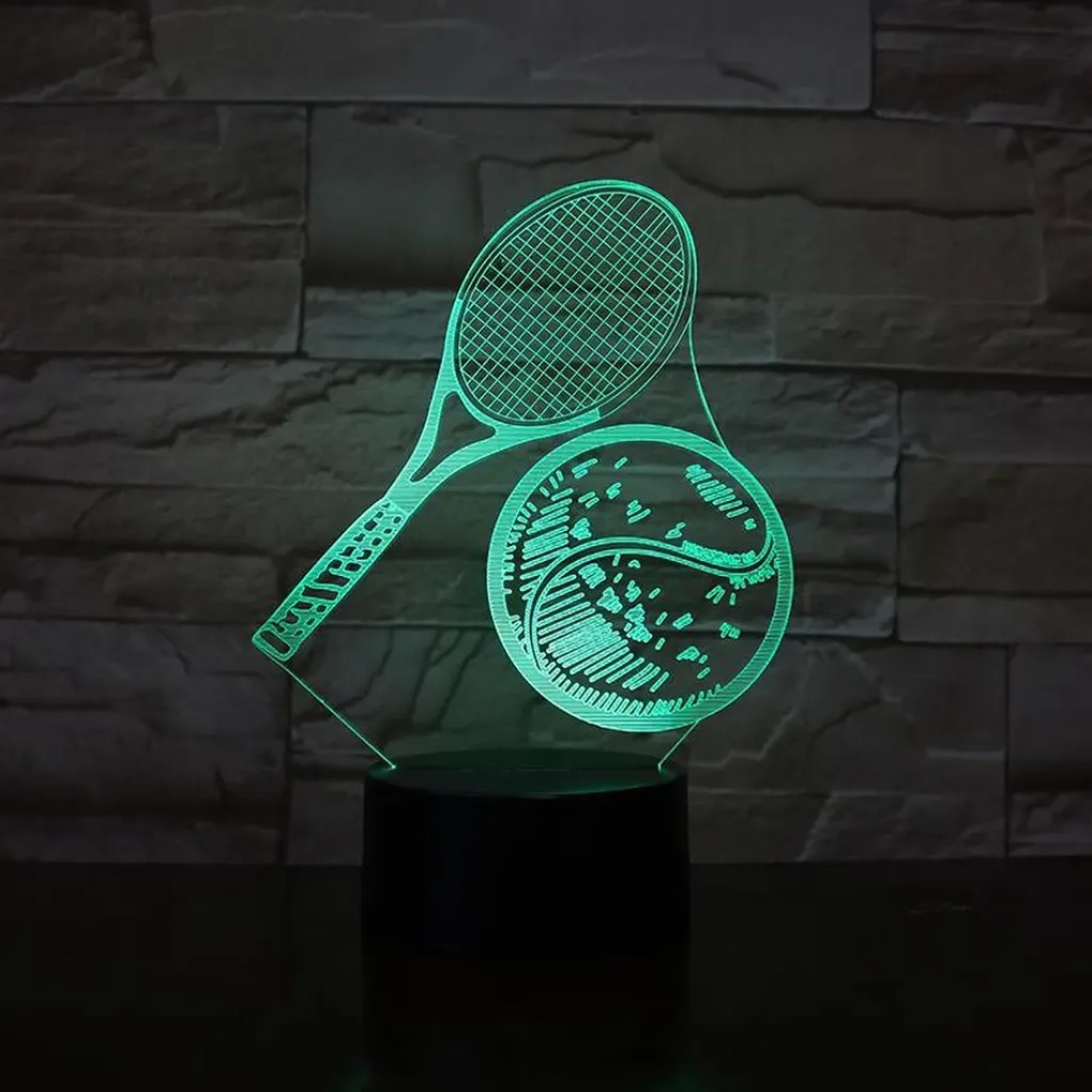 3Dmix 3DL-WD007 - 3D LED nočná lampa - Tenisová raketa a lopta (Wood)