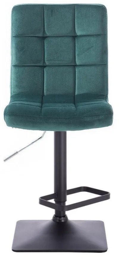 LuxuryForm DESIGN Barová stolička TOLEDO VELUR na čiernej hranatej podstave - zelená