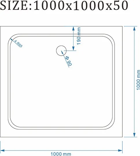 BPS-koupelny Štvorcová akrylátová sprchová vanička HYD-SSV-ST06A 100x100 biela