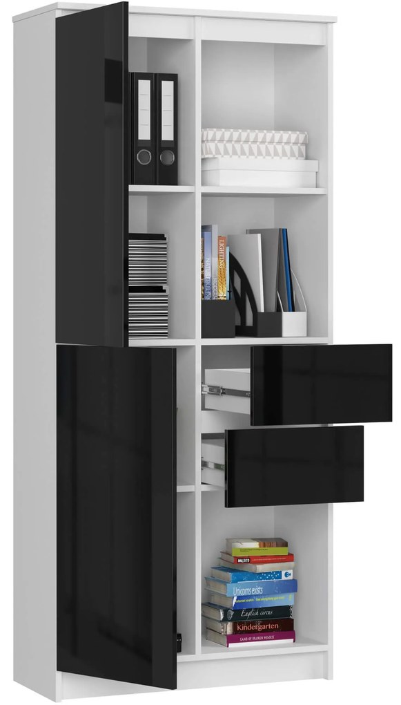 Skriňa Rexa II 80 cm biela/čierna