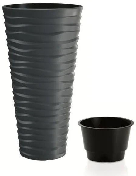 Kvetináč Long Sand s vložením tmavosivý