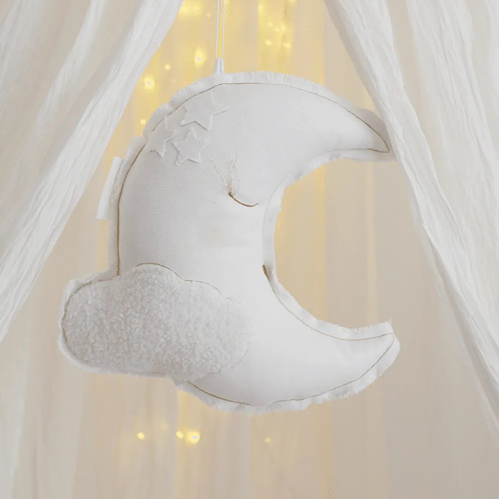 Závesná dekorácia mesiac biela 31x31x10cm