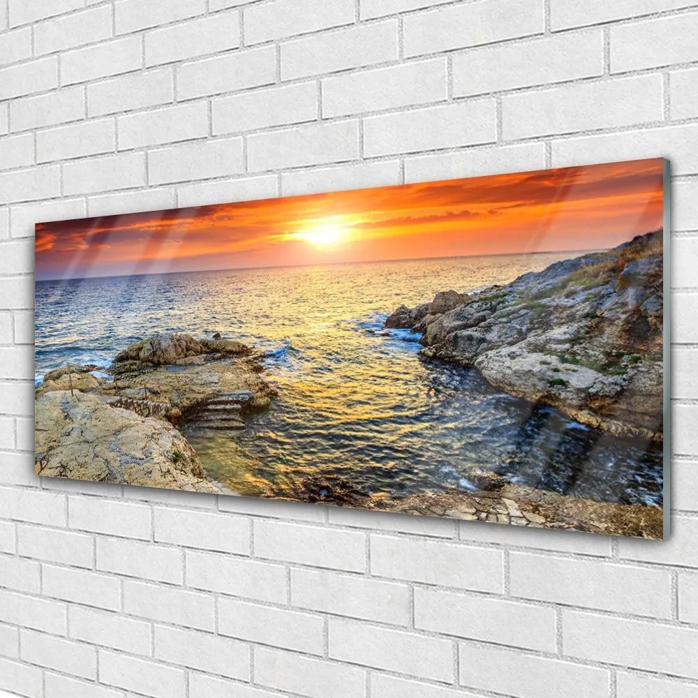 Obraz na akrylátovom skle More slnko krajina 125x50 cm