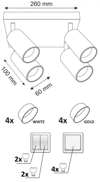 Bodové svietidlo MARIBEL 4xGU10/10W/230V biela