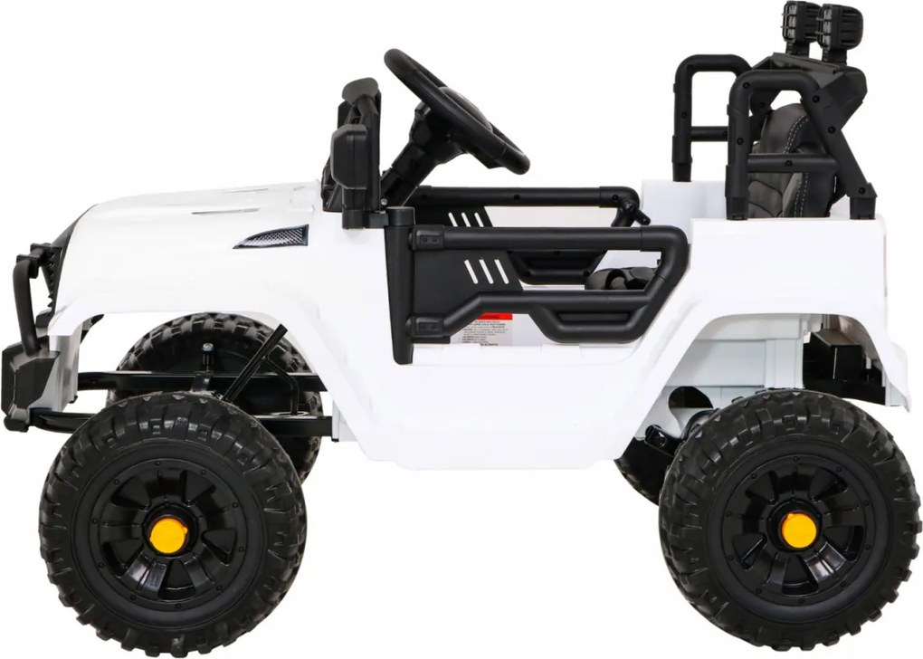 Ramiz Autíčko Jeep Dark Night na batérie pre deti biele + pomalý štart + EVA kolesá + LED audio