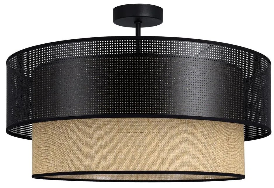 Prisadený luster BORHO 1xE27/60W/230V čierna/juta