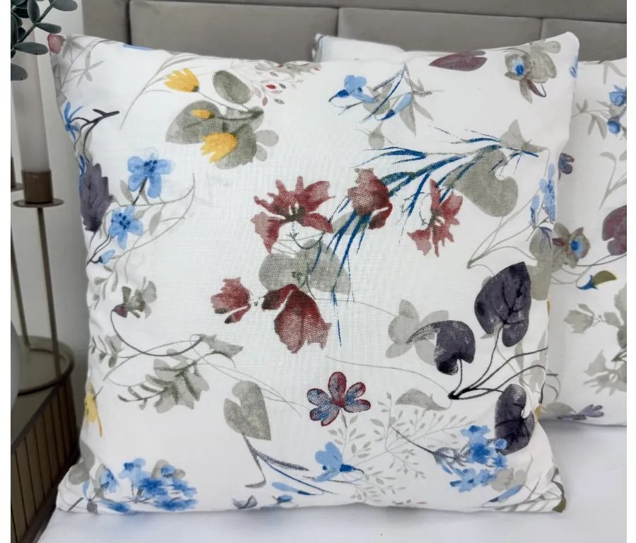 Obliečka na vankúš Print Flowers 40x40 cm – jemný kvetinový motív, 100 % bavlna, zips