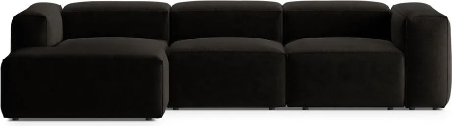 Čierna rohová pohovka (ľavý roh/s leňoškou) Bergamo – Cosmopolitan Design