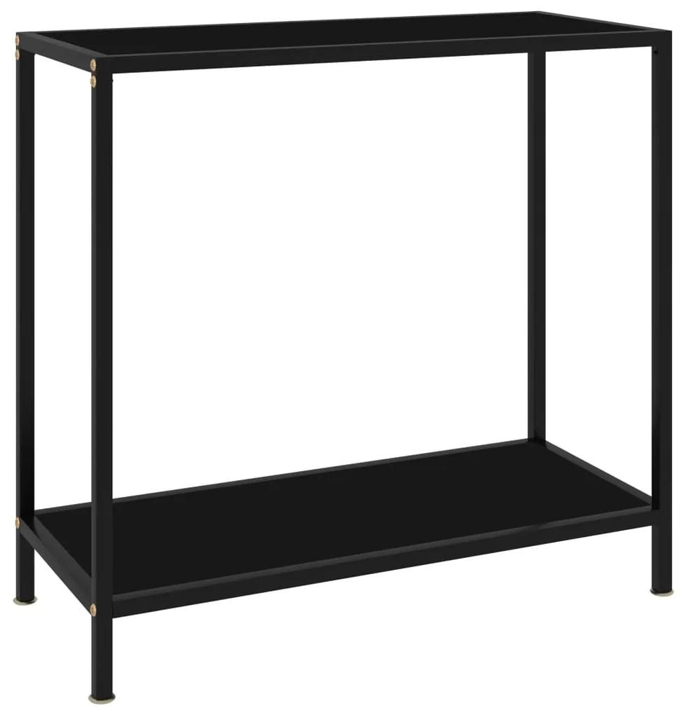 vidaXL Konzolový stolík, čierny 80x35x75 cm, tvrdené sklo