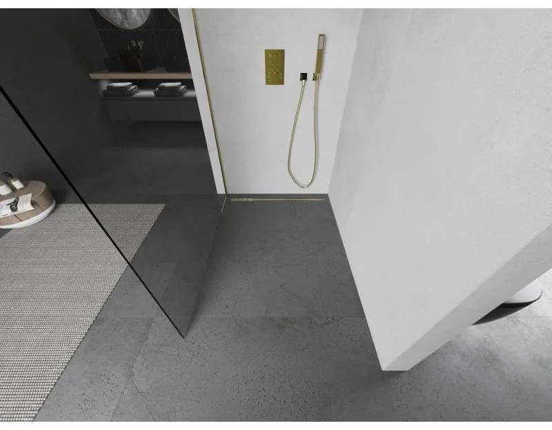 Mexen Kioto, sprchová zásteny typ Walk-In 65 x 200 cm, 8mm číre sklo, zlatý lesklý profil, 800-065-101-50-00