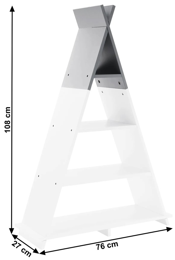 Tempo Kondela Detský policový regál, biela/sivá, BARNIE