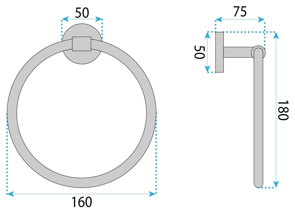 Rea Galo, prsteňový vešiak na uterák, brúsená oceľ, REA-88075