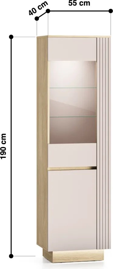 VITRÍNA AMARIS KAŠMÍR DUB MAVELIE LED 55 cm