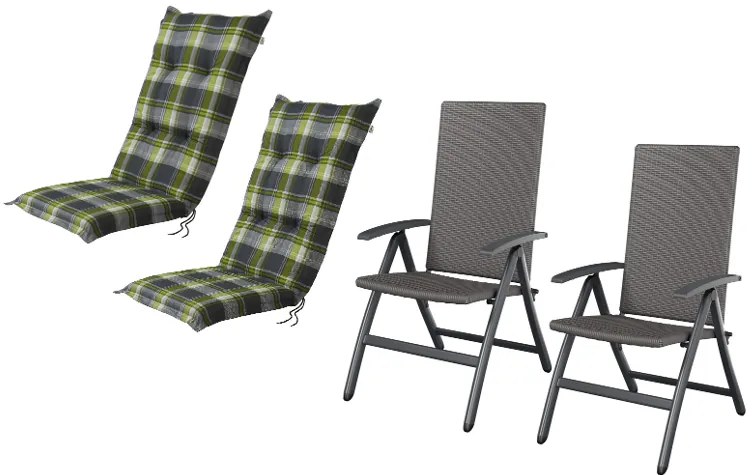 Livarno home Skladacie kreslo Valencia, sivá, 2 kusy + Podložka na kreslo Valencia, 120 x 50 x 8 cm, 2 kusy (800008966)