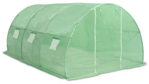 vidaXL Skleník s oceľovými základmi 13,5 m² 450x300x200 cm-