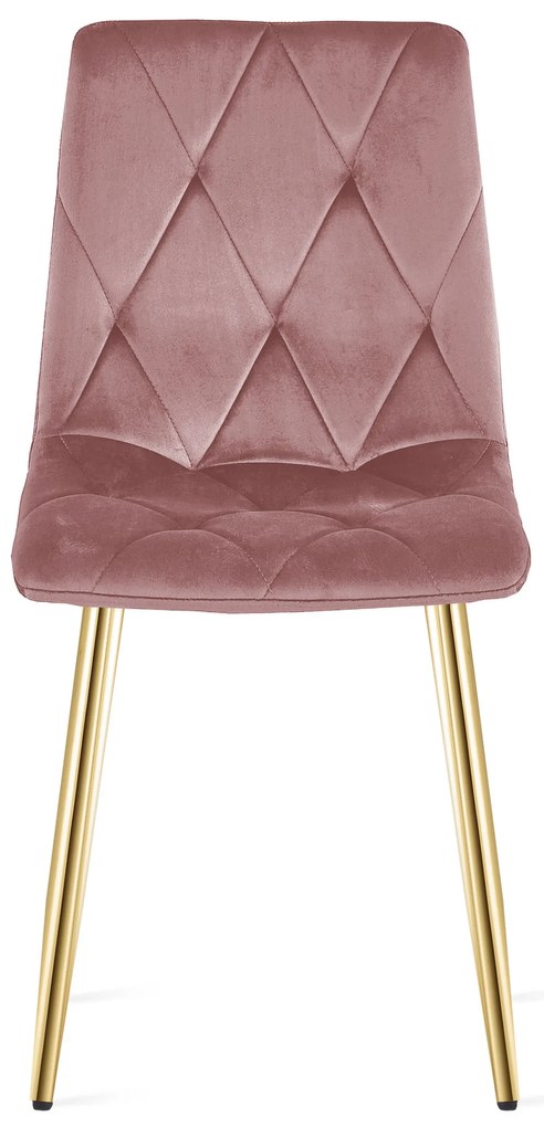 Ružová zamatová jedálenská stolička LIBRA so zlatými nohami