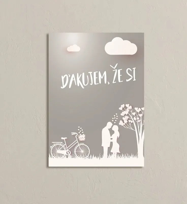 interesi Sivý obraz s textom Ďakujem, že si