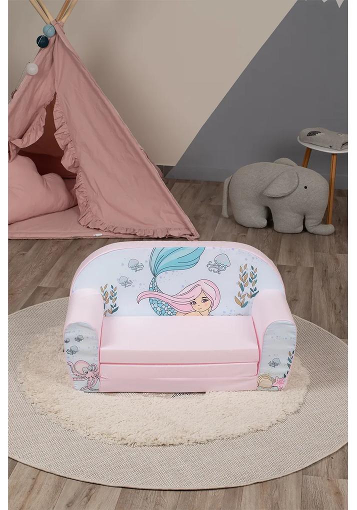Detský gauč s morskou pannou | ružový