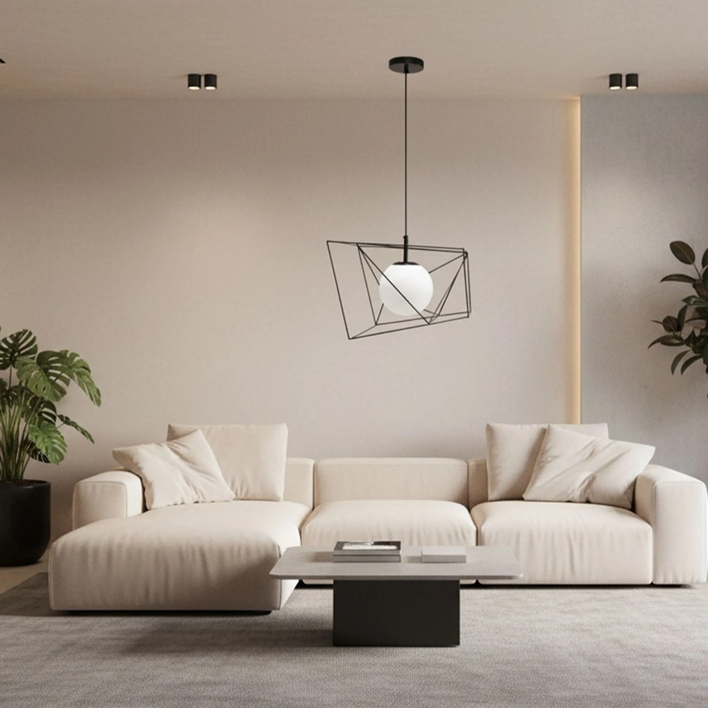 Toolight Toolight, závesná stropná lampa 1xE27 APP1022-1CP, čierna-biela, OSW-06112