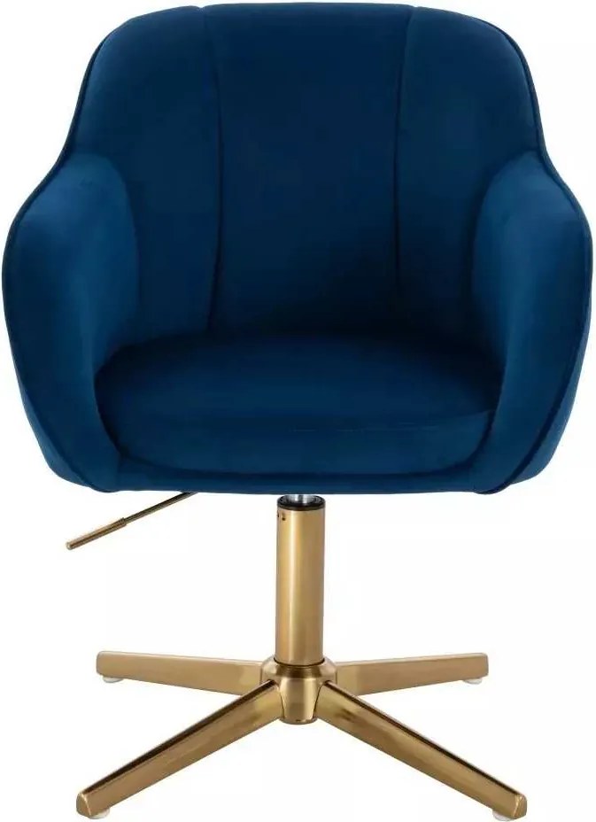 LuxuryForm DESIGN Stolička AVOLA VELUR na zlatom kríži - modrá