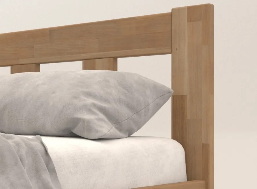 Rohová posteľ so zástenou vľavo Tema L 180x200 cm, prírodný buk