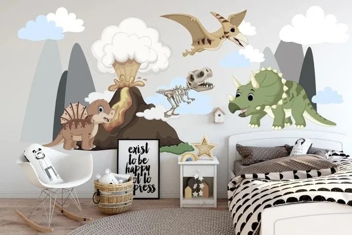 Nálepka na stenu pre deti fantastický svet dinosaurov 50 x 100 cm
