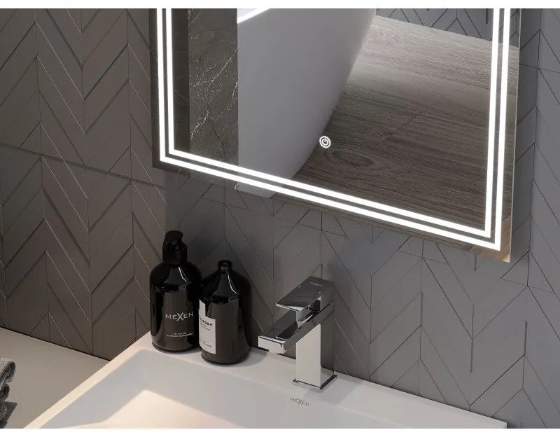 Mexen Taco, LED kúpeľňové zrkadlo s podsvietením 60x80 cm, 6000K, ochrana proti zahmlievaniu, 9805-060-080-611-00