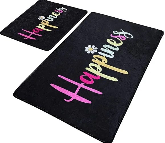 Súprava 2 kusov kúpeľňových predložiek Šťastie čierna
