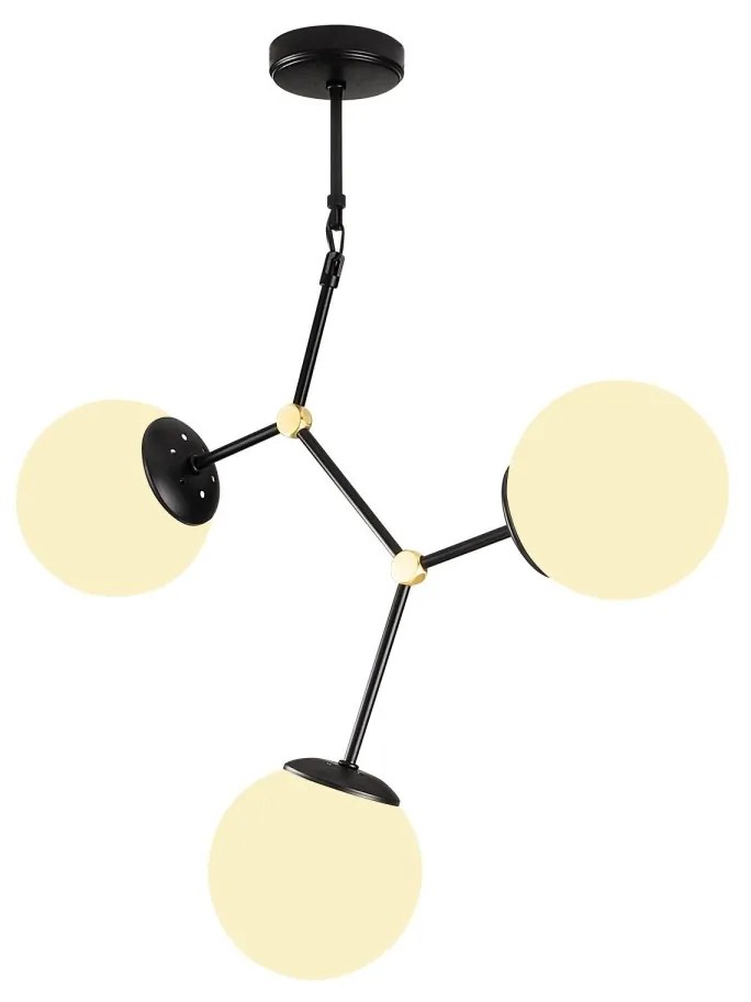 Závesné svietidlo s 3 žiarovkami Damar I čierna/biela