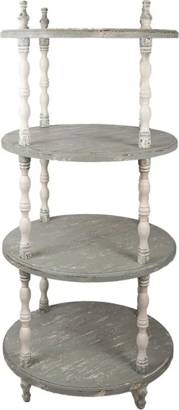 Béžový antik voľne stojaci okrúhly drevený regál Brocante - Ø 80*175 cm