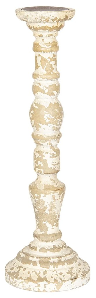 Drevený svietnik s patinou - Ø 15 * 47 cm