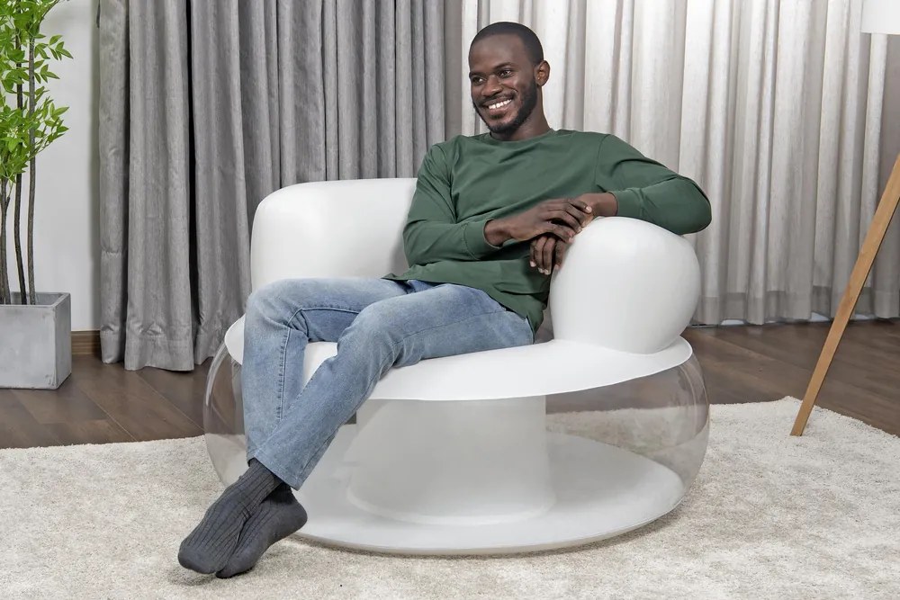 Bestway Nafukovacie kreslo biele 112 x 112 x 70 cm 75138