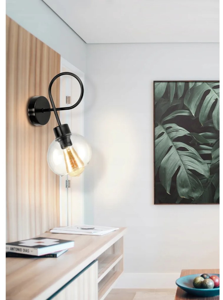 BERGE LOFT LED nástenné stropné svietidlo 1xE27 priehľadná sklenená guľa
