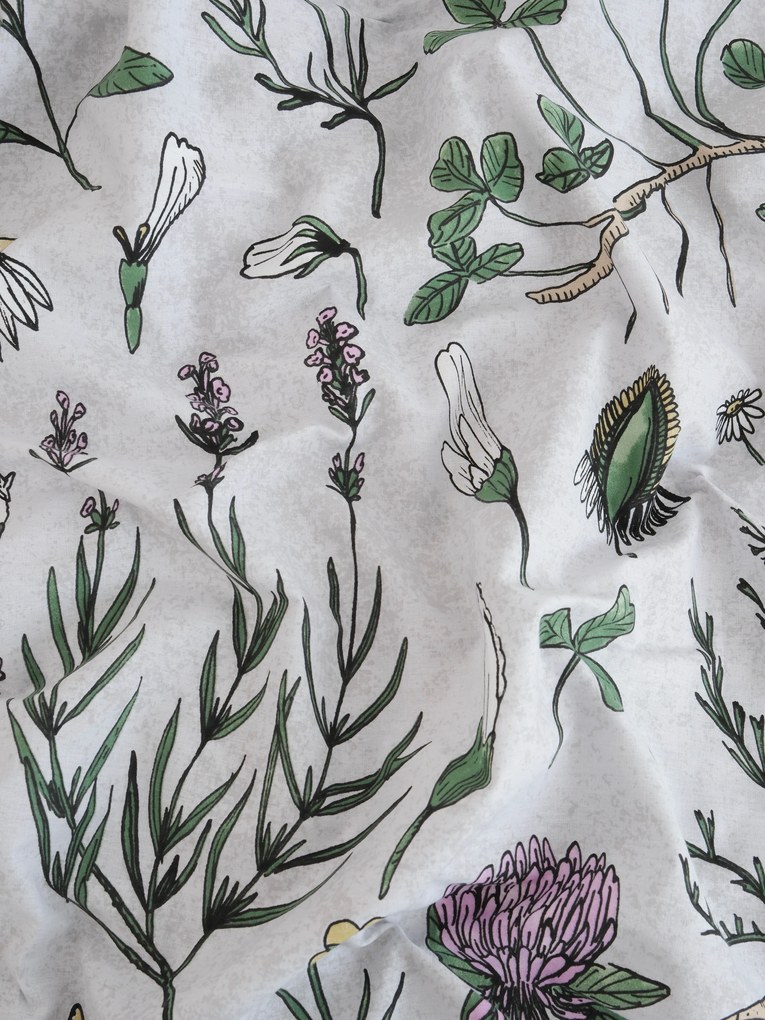 Bavlnená obliečka na vankúšik Renforcé 40 × 40 cm – Herbár sivý