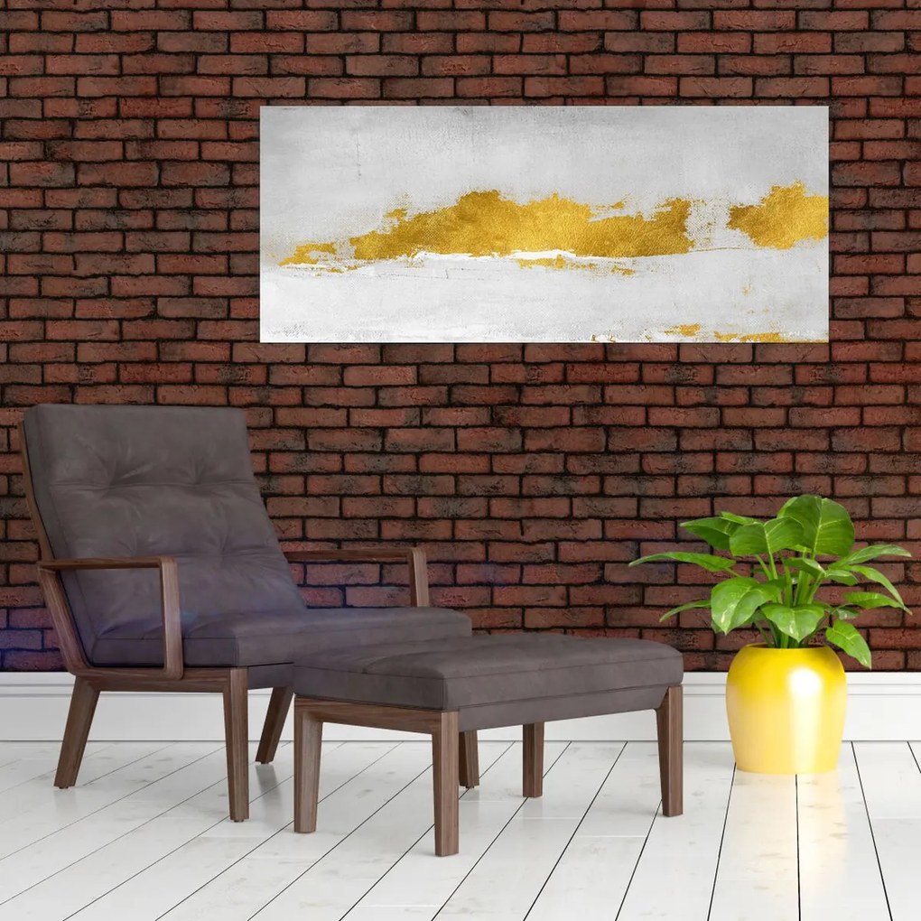 Obraz - Zlaté a šedé ťahy (120x50 cm)