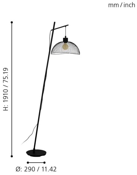 Eglo 43307 - Stojacia lampa POMPEYA 1xE27/60W/230V