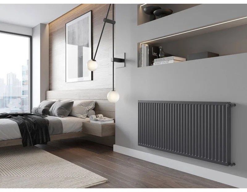 Mexen, panelový radiátor Mexen C11 400 x 600 mm, bočné pripojenie, 389 W, antracit - W411-040-060-66