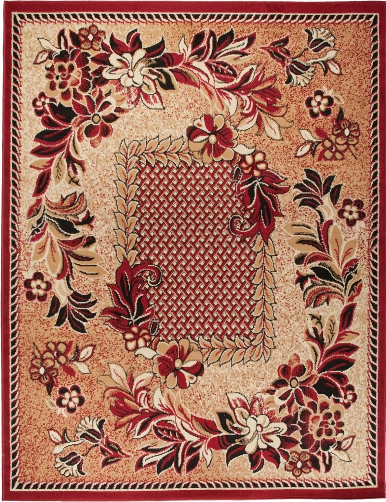 TA Koberec 7192B TMAVO BÉŽOVÁ ATLAS PP ČERVENÁ Rozmer: 250x350 cm