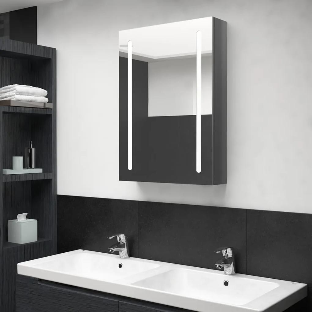 LED kúpeľňová zrkadlová skrinka žiarivá sivá 50x13x70 cm 326498