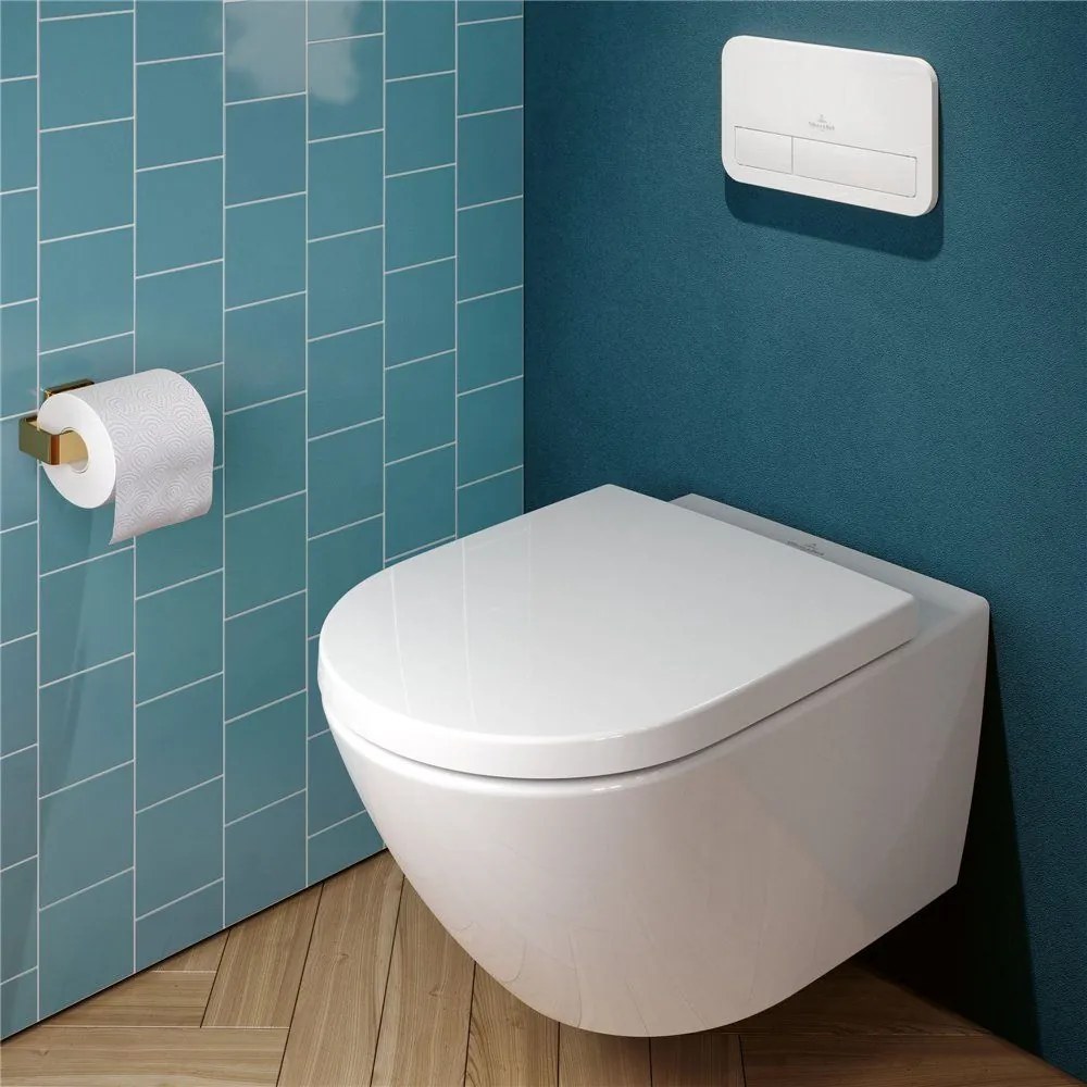 VILLEROY &amp; BOCH Subway 3.0 WC sedátko s poklopom, s funkciou QuickRelease a Softclosing, biela alpská, s povrchom AntiBac, 8M42S1T1